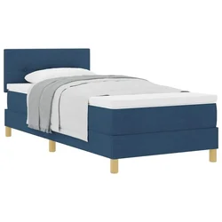 Vidaxl Postelja z vzmetnico z blazino Modra 90 x 190 cm blago
