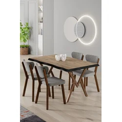 Hanah Home Trpezarijski set, 5 komada, Svetlosivi