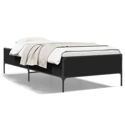 shumee vidaXL Posteljni okvir črne barve 90x190 cm les in kovina