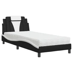 Krevet Viana s madracem crno-bijeli 80 x 200 cm od umjetne kože