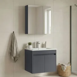 HANAH HOME Kupatilski ormarić sa umivaonikom i ogledalom (2 komada) Side 65 v2 786
