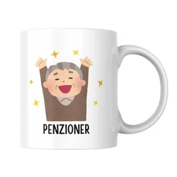 Šolja Kako se zove srećna osoba ponedeljkom? Penzioner, 330 ml, Bela