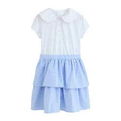 Next Obleka Gingham School Tiered Rara svetlo modra / bela