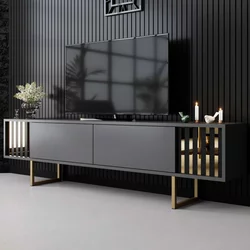 HANAH HOME TV polica Gold Line Anthracite Gold