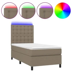 Vidaxl Box spring postelja z vzmetnico LED taupe 80x200 cm blago