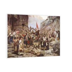 Canvas Slika na platnu Povratak čete crnogoraca iz boja, Paja Jovanović, Sa ramom, 60 x 45 cm, Beli
