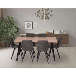 Trpezarijski Set NEO – Sto Drvni Dekor 160x90 + 6 Tapaciranih Stolica