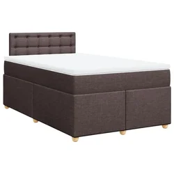 Vidaxl Box spring postelja z vzmetnico temno rjav 120x200 cm blago