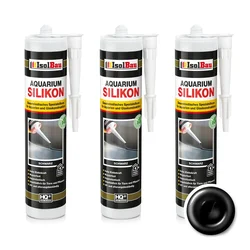 IsolBau črni silikon za akvarij 3 x 300 ml