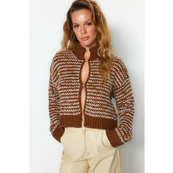 Trendyol Brown Soft Textured Gradient Knitwear Cardigan