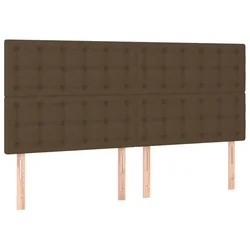 Vidaxl Vzglavje postelje temno rjavo 200x5x118/128 cm blago