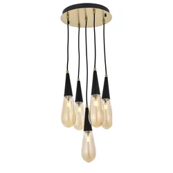 Opviq Luster AV-4236-5ET, 90x33cm, IP20, 220V-240 V, Zlatno-crne boje