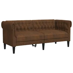 Vidaxl Kavč dvosed Chesterfield rjava tkanina