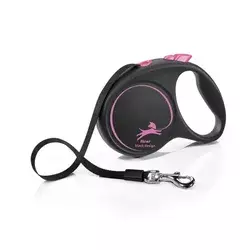 Flexi Povodac Black Design L Tape 5m - Roze