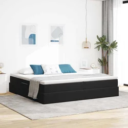 Krevet s madracem i skladištem Crna 200 x 200 cm Baršun