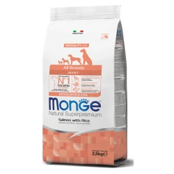 Monge Natural Superpremium Dog All Breeds Adult Monoprotein Salmon With Rice - 2.5 kg