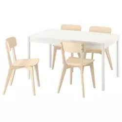 TONSTAD / LISABO Sto i 4 stolice, prljavobela/jasen, 140/196x85 cm