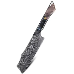 Damaskasti kuhinjski nož TE-37377 - Nakiri / Modra KP37377