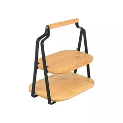Estia Poslužavnik za serviranje ES01-20811, Na 2 nivoa, Bambus/Metal, 20 x 26 x 28 cm