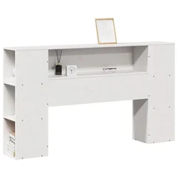 Vidaxl Vzglavje s predelki bela 150 cm trdna borovina