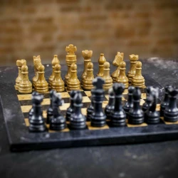 Šah Set Marble Black & Brown 30 x 30 cm