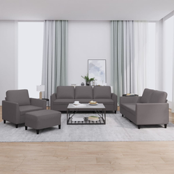 4-dijelni set sofa s jastucima sivi od umjetne kože