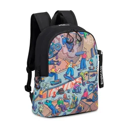 Ruksak RivaCase Agora 5420 black Urban Print backpack Skaters, 12L