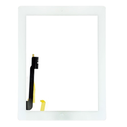 Apple iPad 3, iPad 4 - Steklo na dotik + gumb Domov (bel)