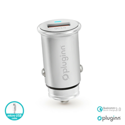 Auto punjac Pluginn PI-20 QC 3.0, 3A, 18W, sa Micro USB kablom srebrni