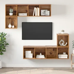 Set TV komoda Zidne 4 pcs Staro drvo Konstruirano drvo