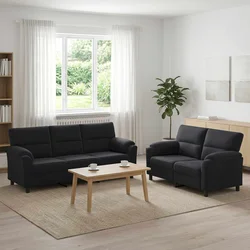 vidaXL Kavčna garnitura 2 pcs Črna Žamet