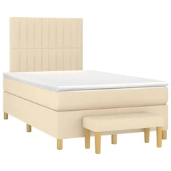 VIDAXL Box spring postelja z vzmetnico krem 120x190 cm blago