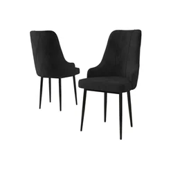 Hanah Home set trpezarijskih stolica Trex 8 kom, crna tkanina Babyface, crne metalne noge