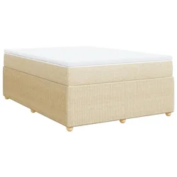 Vidaxl Box spring postelja z vzmetnico krem 160x200 cm blago