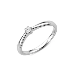 DIAMANT LETERNEL Prstan Solitär-Ring aus 375 Weißgold mit 0.09 Karat Diamant srebrna