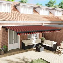 Povlačivi tende Crvena i Crna 500 × 300 cm Platno i Aluminij