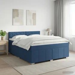 vidaXL Postelja boxspring z vzmetnico Modra 160 x 200 cm Blago