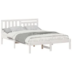 Vidaxl Konstrukcija postelje Bela 140 x 190 cm Masivno borovo les