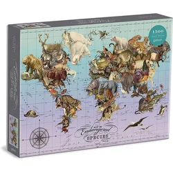 Galison Puzzle Zemljevid ogroženih vrst 1500 kosov