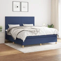 shumee Box spring postelja z vzmetnico modra 160x200 cm blago