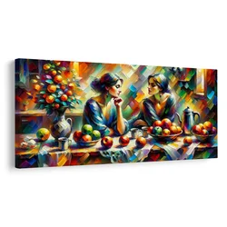 Slika dve ženski z jabolki - 120x60