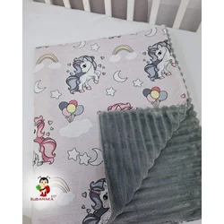 Bubamara037 Pokrivač za bebe Jednorog, Roze-Sivi