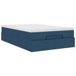 Vidaxl Otomanski posteljni okvir z vzmetnico moder 120x190 cm blago
