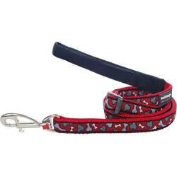 Red Dingo rdeč najlonski povodec s kostmi, rdeča 12 mm