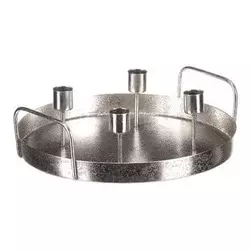 Autronic Svečnik UM1036 SIL Metal candle holder - for 4 conical candles, round, silver