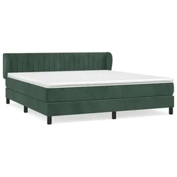 Vidaxl Box spring postelja z vzmetnico temno zelena 160x200 cm žamet