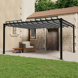 VIDAXL paviljon z rešetkasto streho (3x4m), krem blago in aluminij