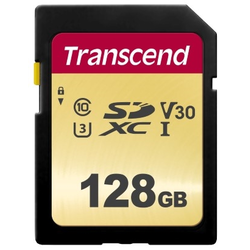 SDXC TRANSCEND 128GB 500S, 95/60MB/s, MLC, C10, UHS-I Speed Class 3 (U3), V30 (TS128GSDC500S)