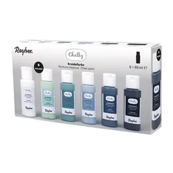Rayher. Kredne barve Chalky set 6x60 ml, modri set