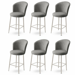 HANAH HOME Set 6 barskih stolica Fora Grey Chrome